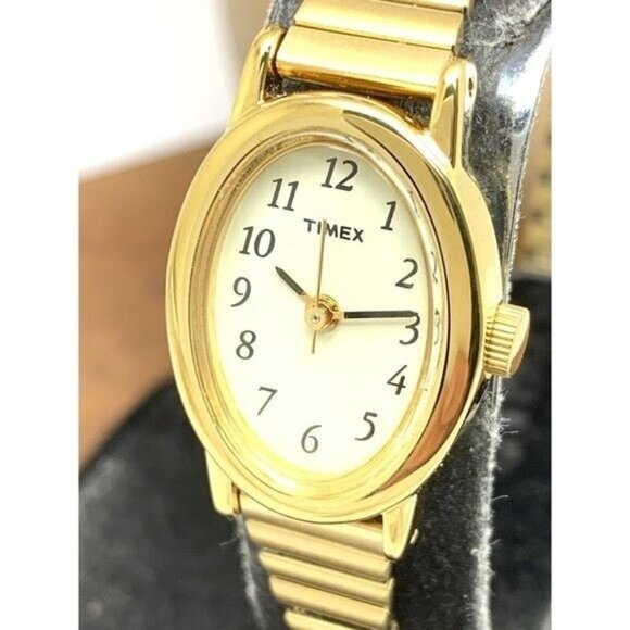 Timex Women's Watch T21872 Cavatina Oval Petite 18mm Quartz Gold Expansion Band - Picture 1 of 13